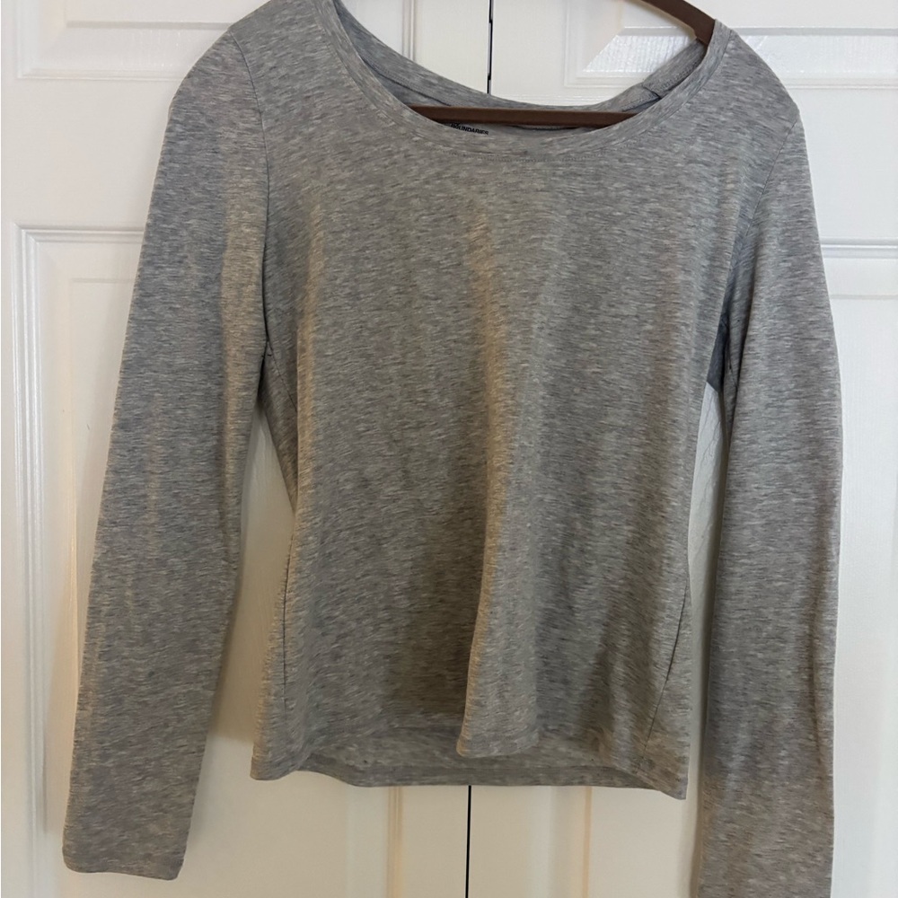 No Boundaries Heather Gray Long Sleeve Top